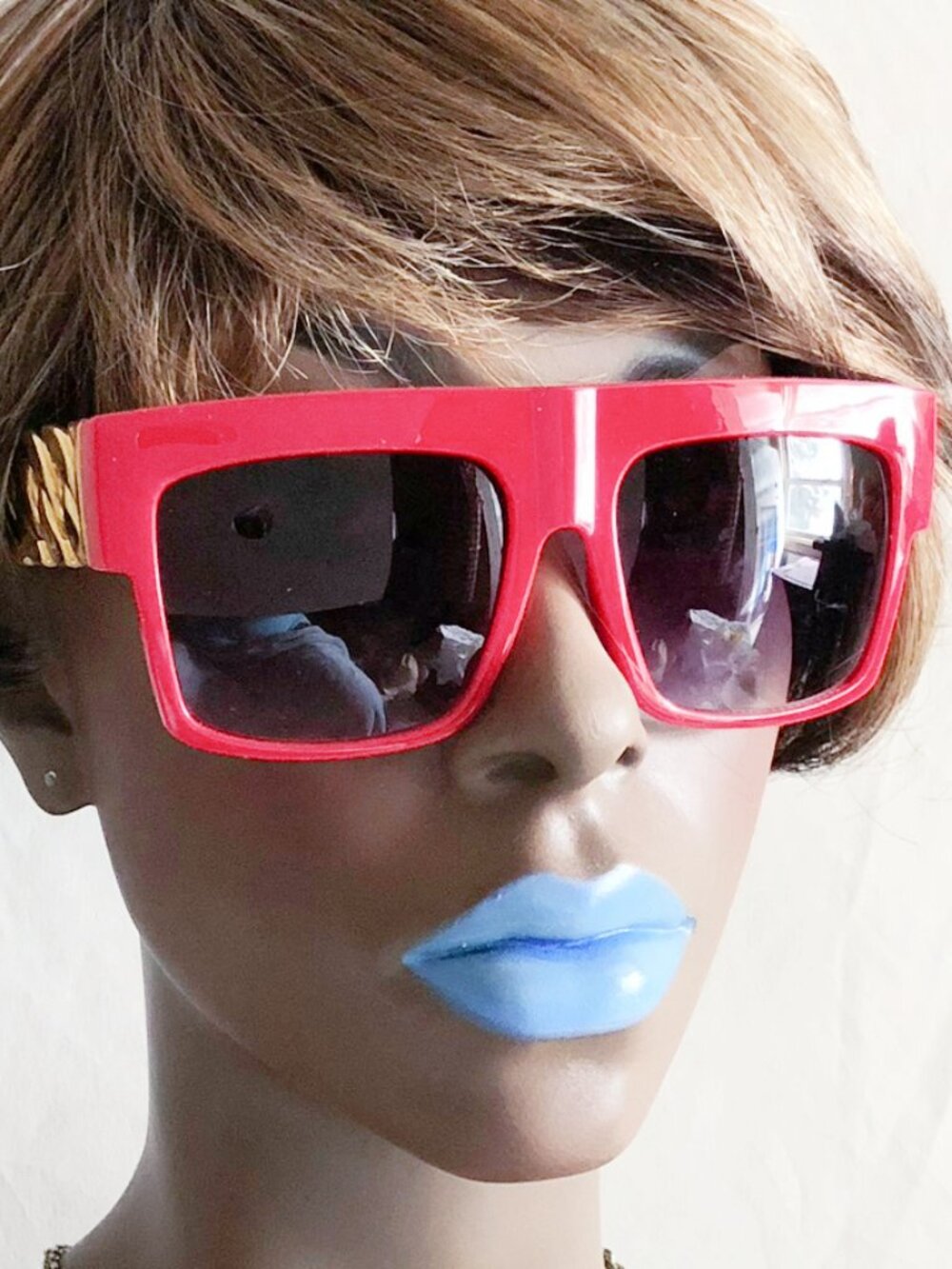 Red Oversized Square Wayfarer Shape Fashion Sunglasses